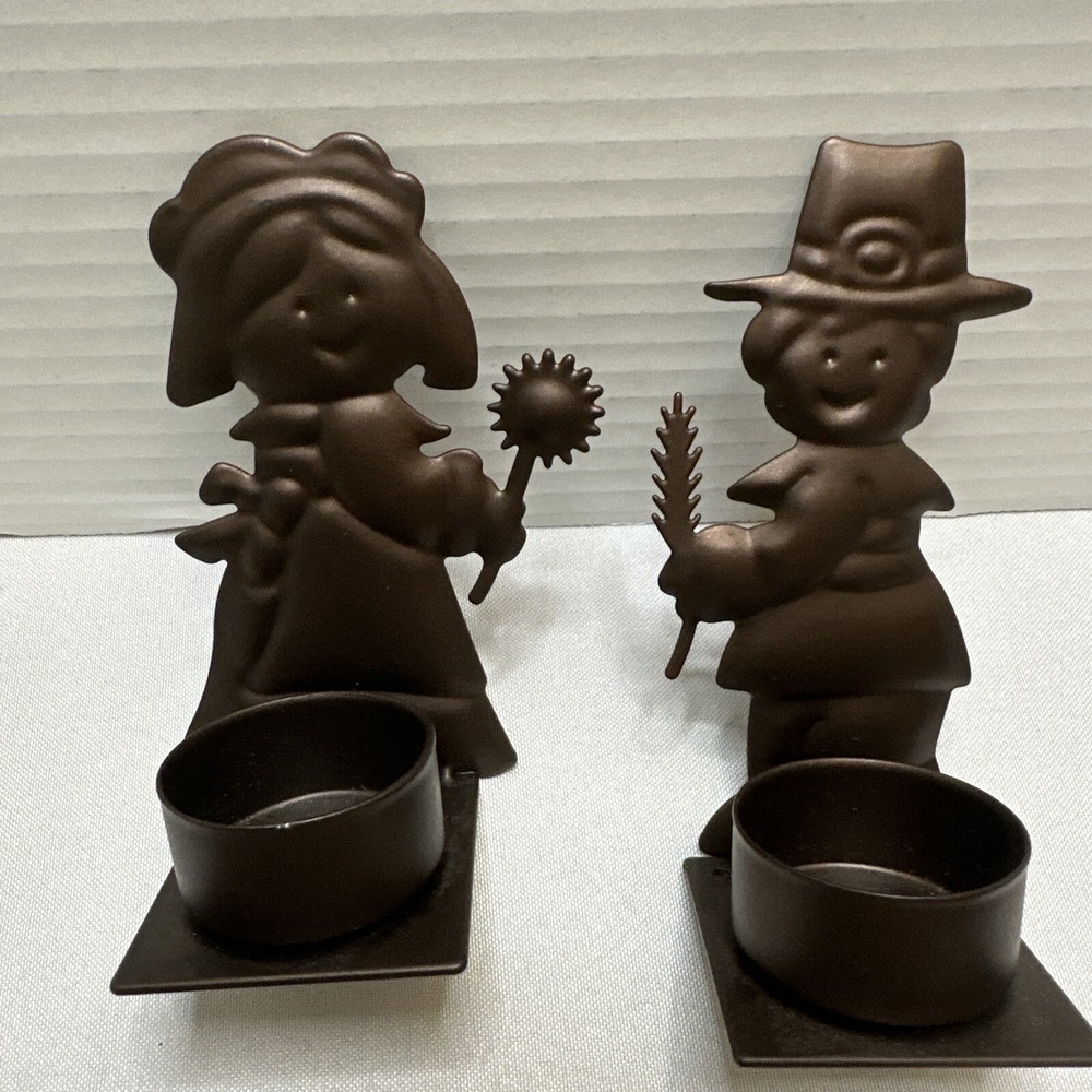 Yankee Candle Pilgrim‎ Tea Light Metal Candle Holders - Set of 2- New